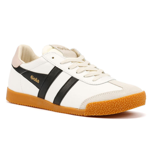 Gola - CLB745WB WOMENS ELAN LEATHER WHITE/BLACK/CHALK PINK
