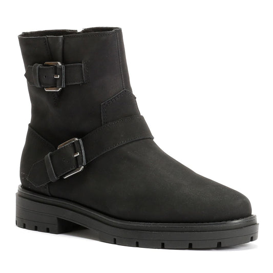 TOMS Ionie Moto Nubuck Leather Women's Black Boots