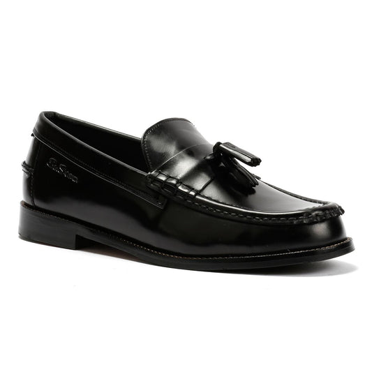 Ben Sherman Sid Brush Off Leather Men's Black Tassel Loafers