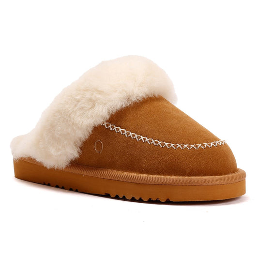 Osprey London The Celeste Suede Women's Chestnut Slippers