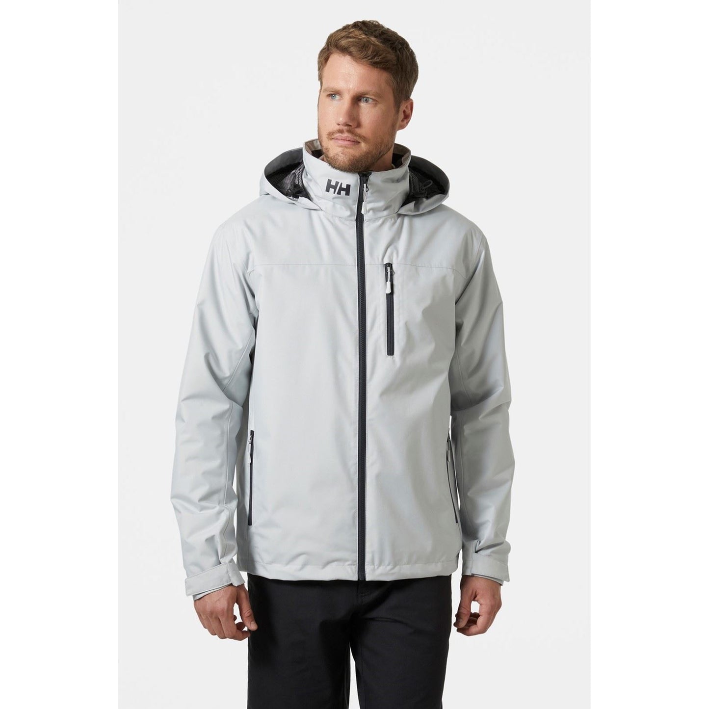 Helly Hansen Sport Men's Crew Hooded Midlayer Sailing Jacket 2.0 in Grey Fog