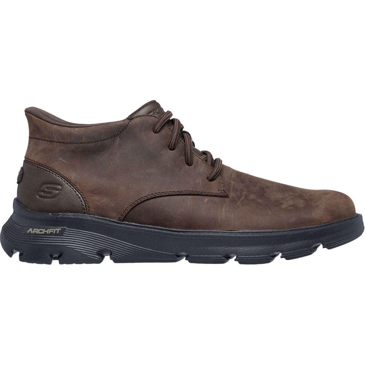 Skechers Arch Fit Garza Ridley Leather Men's Cocoa Ankle Boots