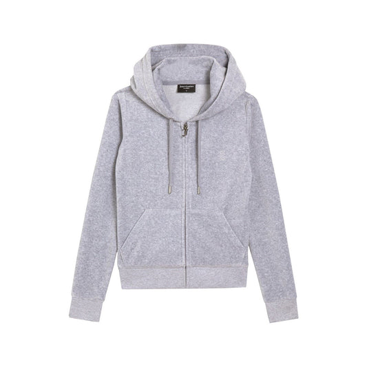 Juicy Couture Robertson Classic Jacket Polyester Women's Silver Hooded Sweatshirt