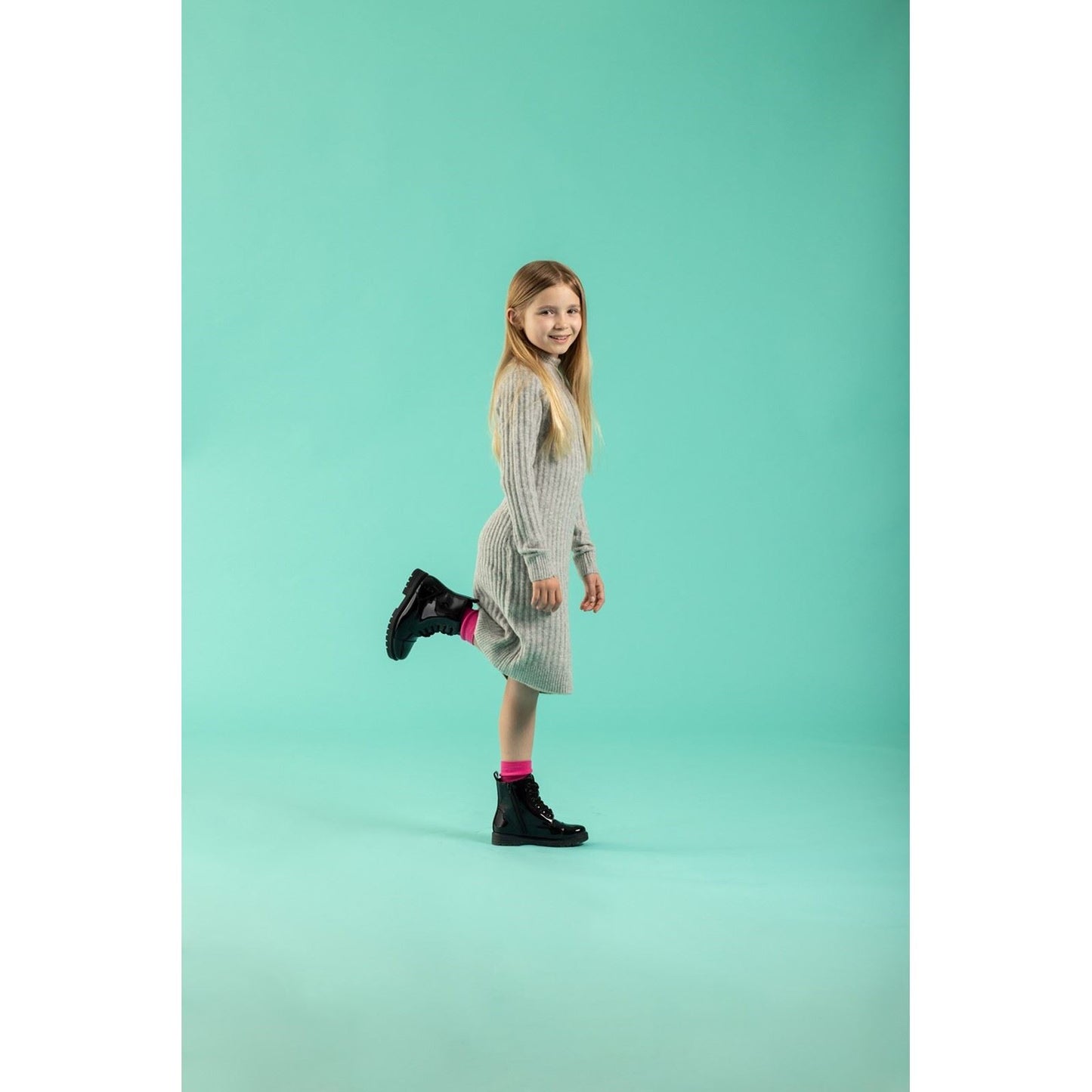 Hush Puppies Lauren Patent Leather Junior Black Boots