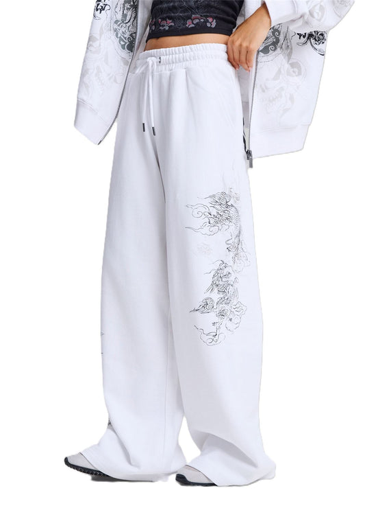 Ed Hardy Gothic Dragon Stone Wash Women's White Joggers