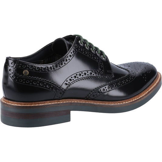 Base London Men's Woburn Hi-Shine Brogue Shoe in Black