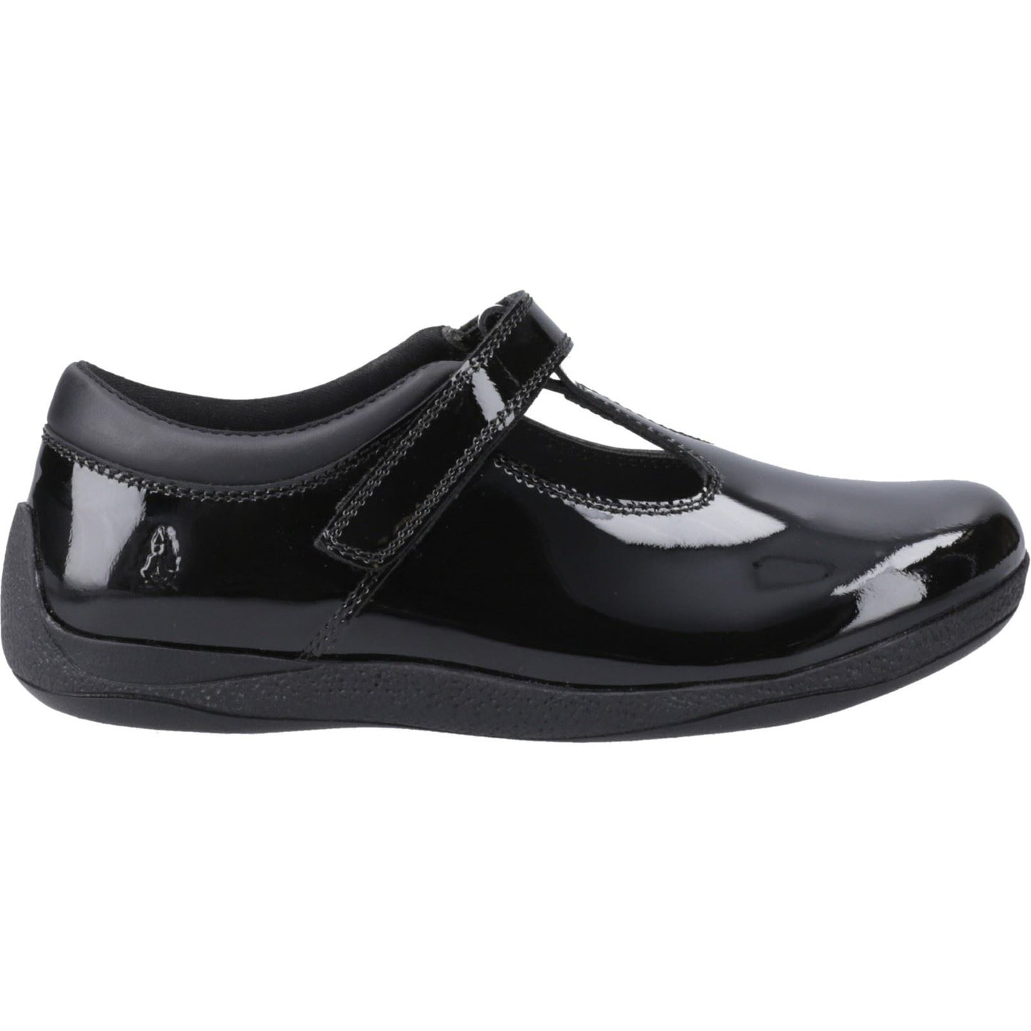 Hush Puppies Caitlin T-Bar Leather Youth Black Shoes