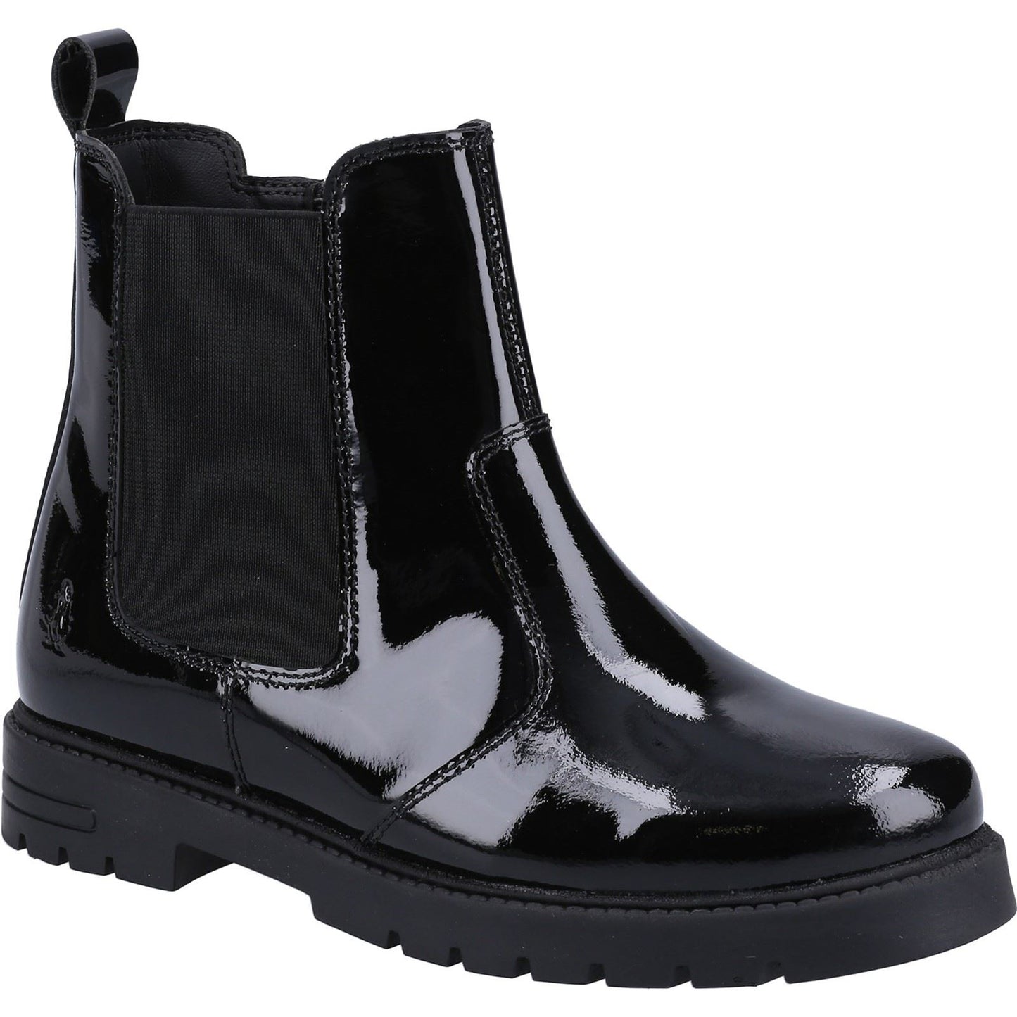 Hush Puppies Laura Patent Leather Youth Black Boots