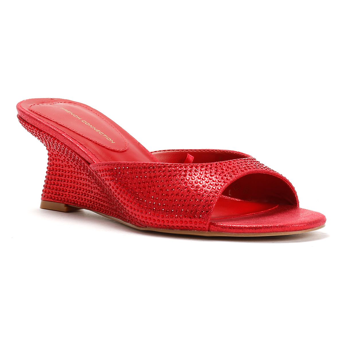 French Connection Tina Rhinestone Women's Red Wedge Sandals