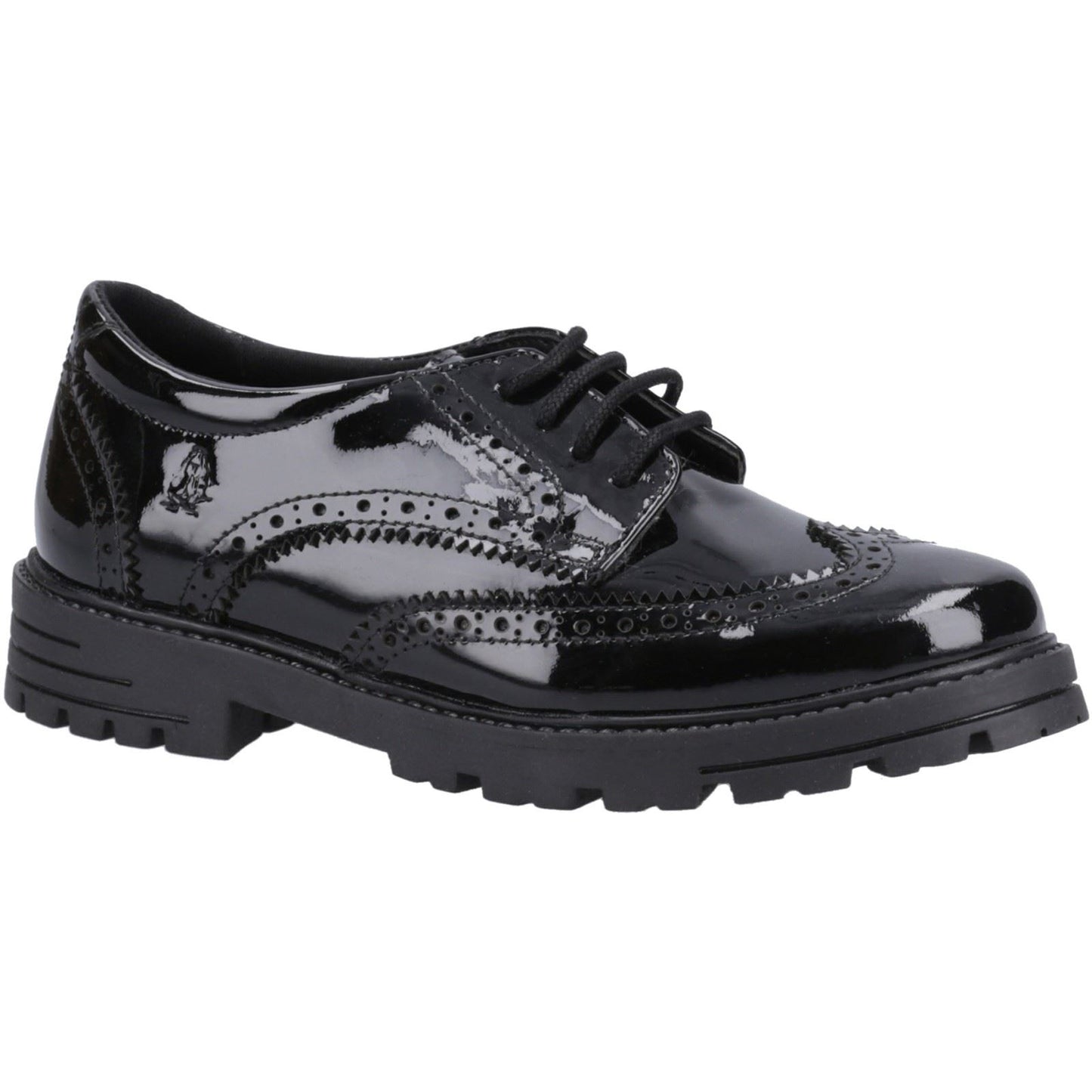 Hush Puppies Maxine Patent Leather Youth Black Brogues