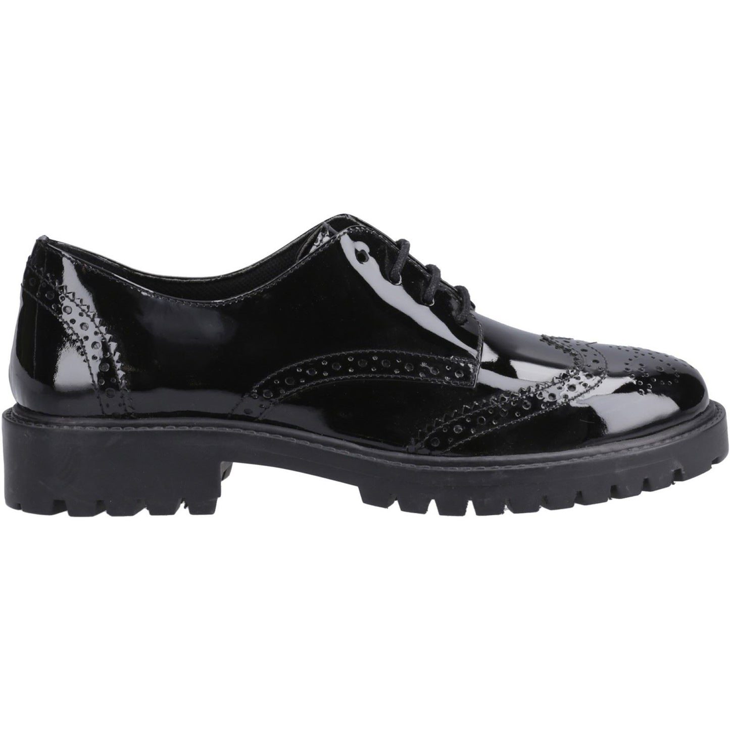 Hush Puppies Athena Patent Leather Black Brogues