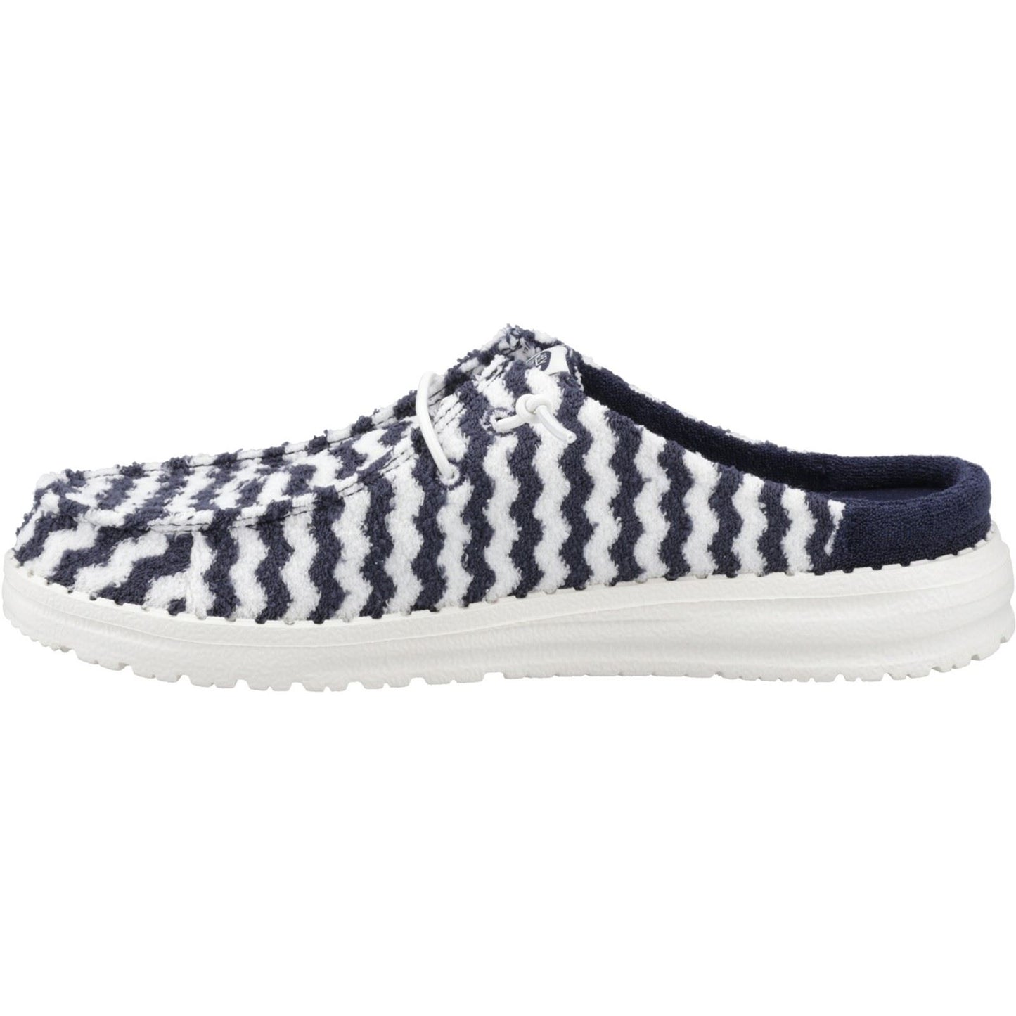 HEYDUDE Wendy Slip Terry Stripe Polyester Women's Navy Blazer/Egret Mules