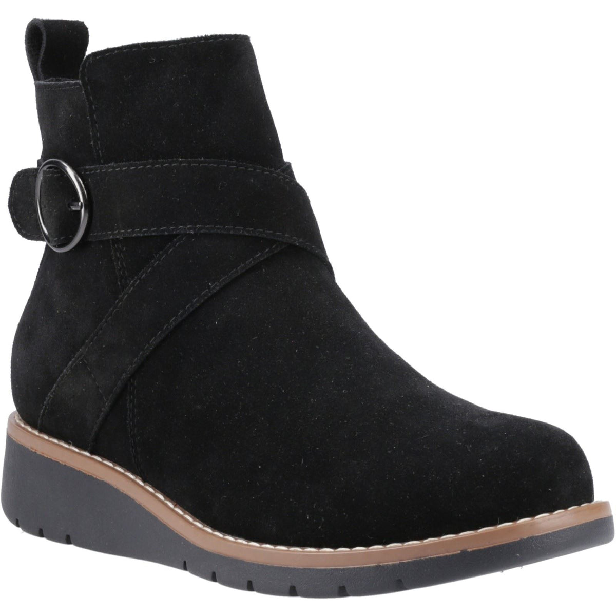 Hush Puppies Lyra Suede Women's Black Winter Ankle Boots