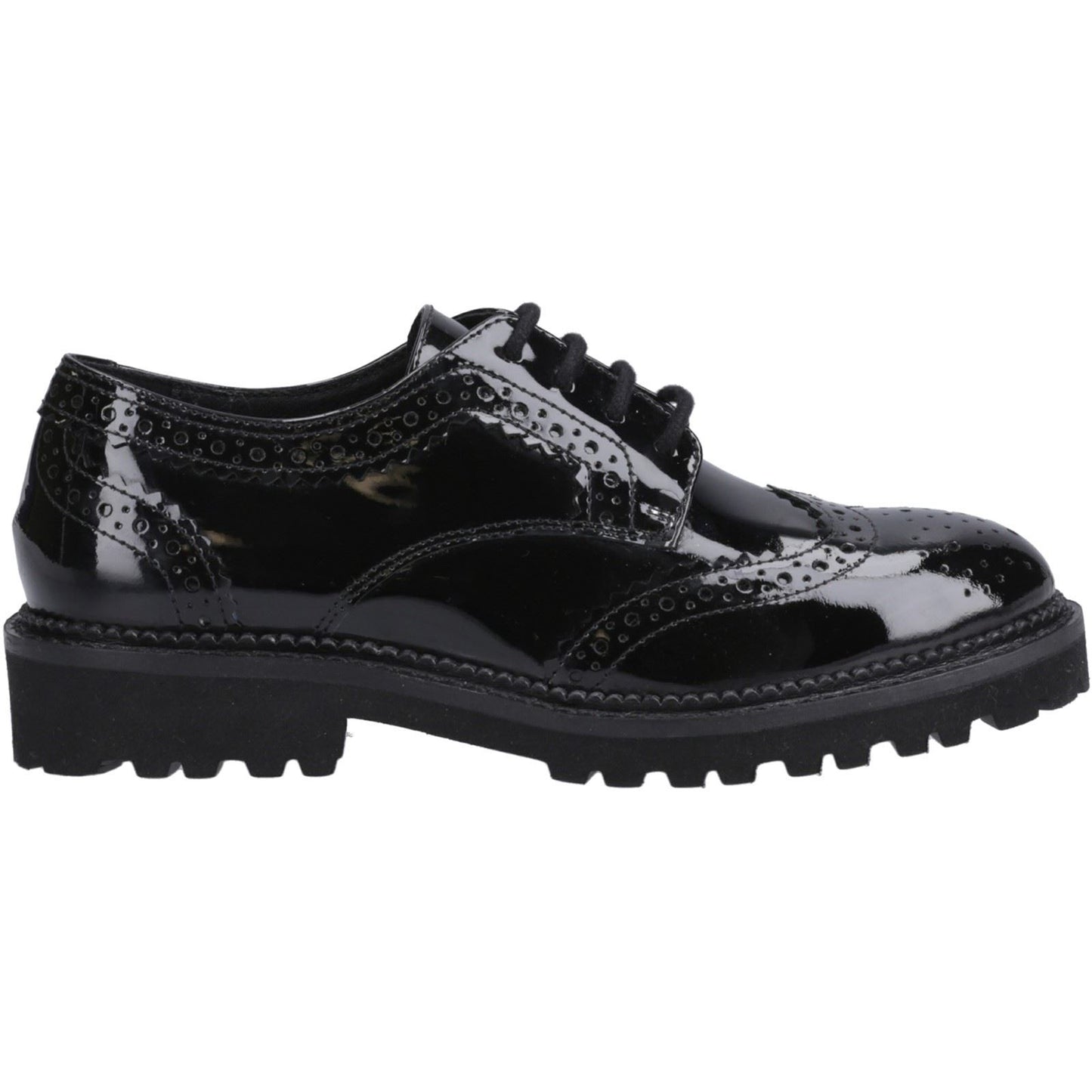 Hush Puppies Gabi Lace Up Patent Leather Black Brogues