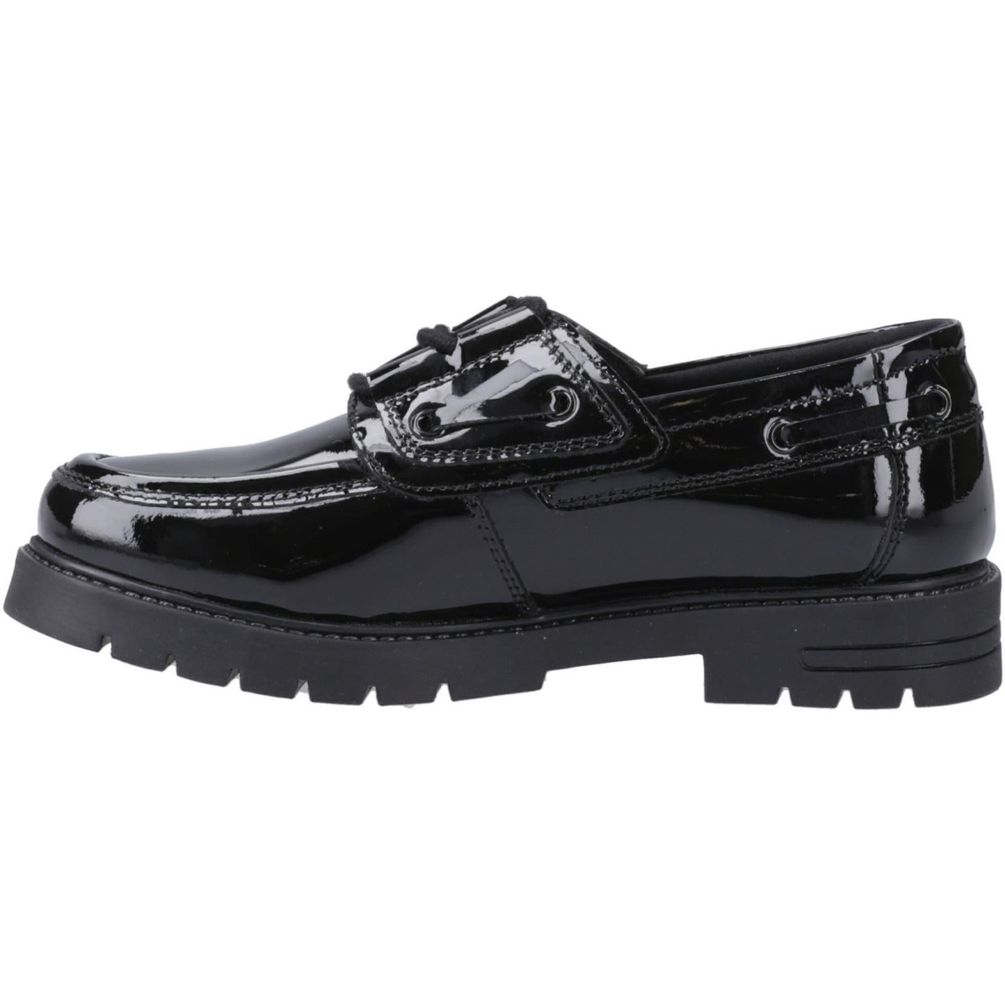 Hush Puppies Lucy Patent Leather Junior Black Boat Shoes