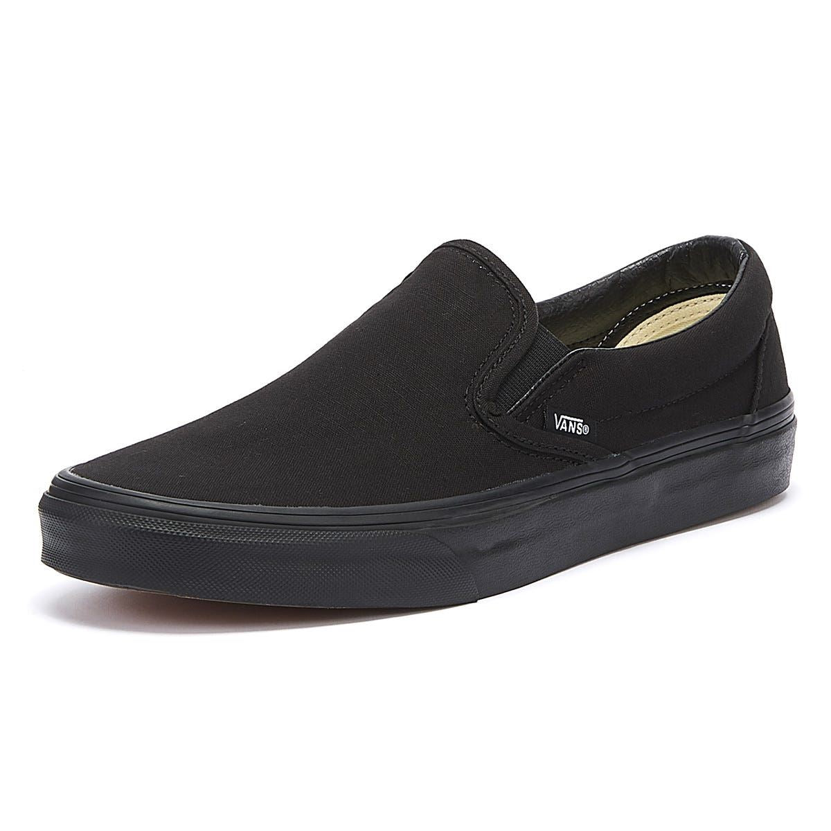 Vans Classic Slip on Black Canvas Skate Trainers VEYEBKA   TOWER London