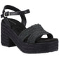 Hush Puppies Jamelia Espadrille Heel Textile Women's Black Sandals