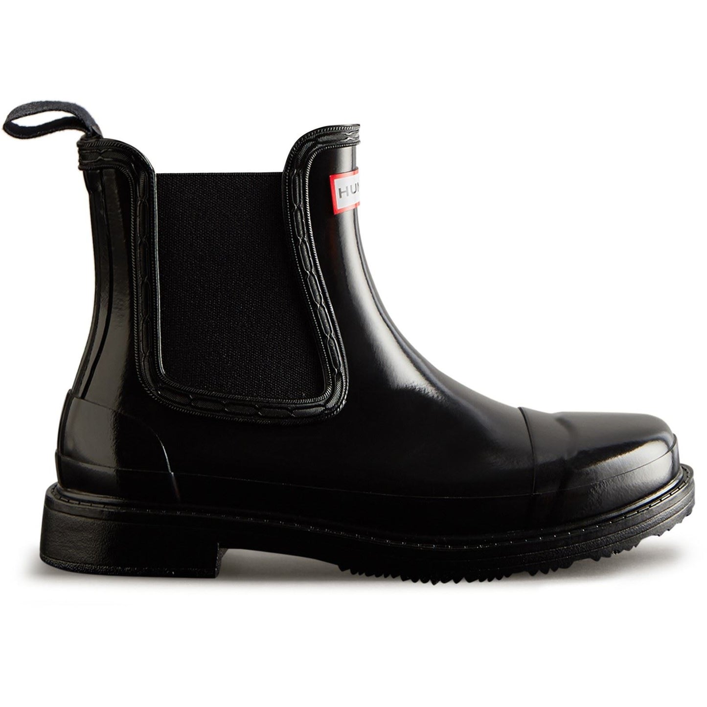 Hunter Women's Commando Gloss Chelsea Boots in Black