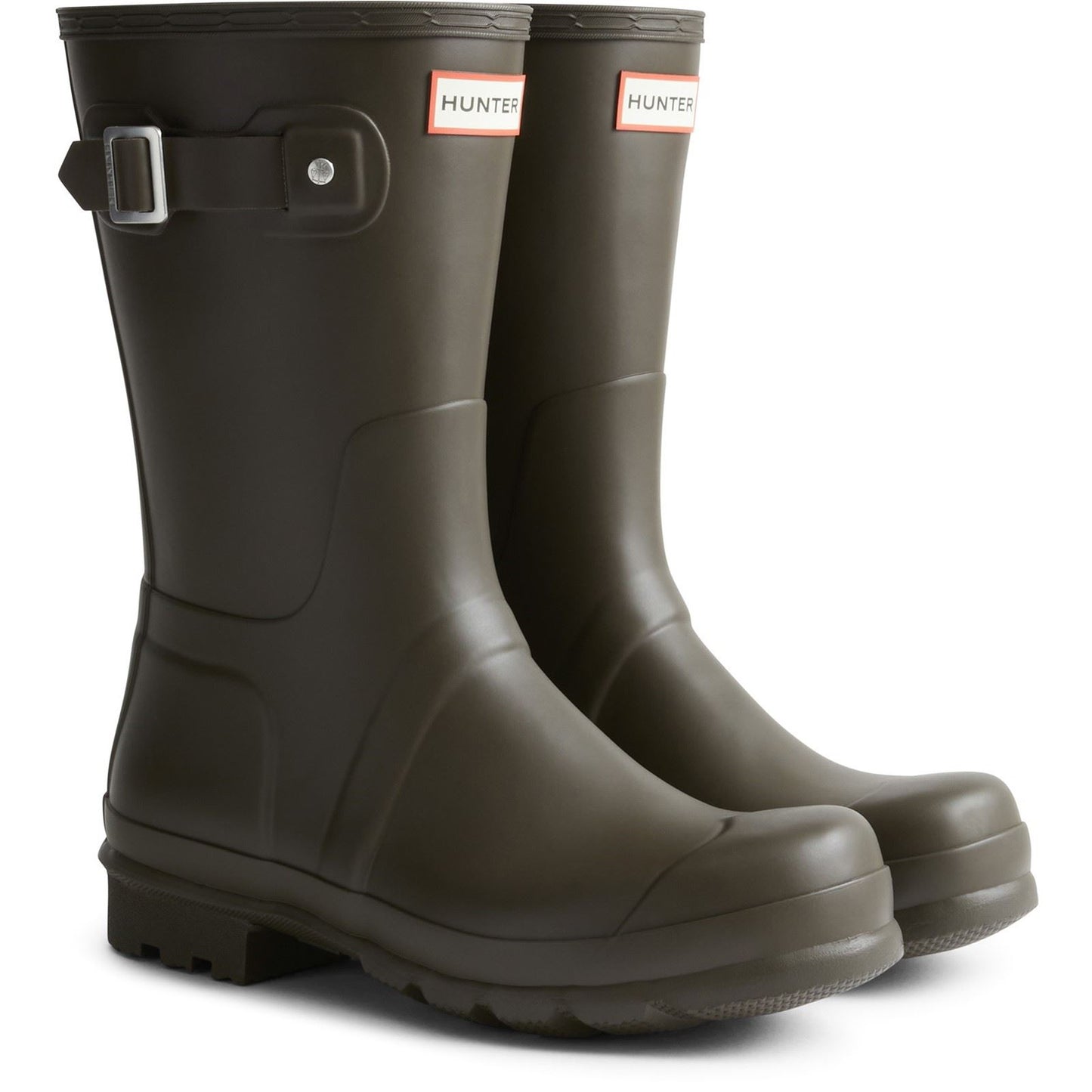 Hunter Original Short Wellington Boots Rubber Men's Chocolate Brown Wellington Boots