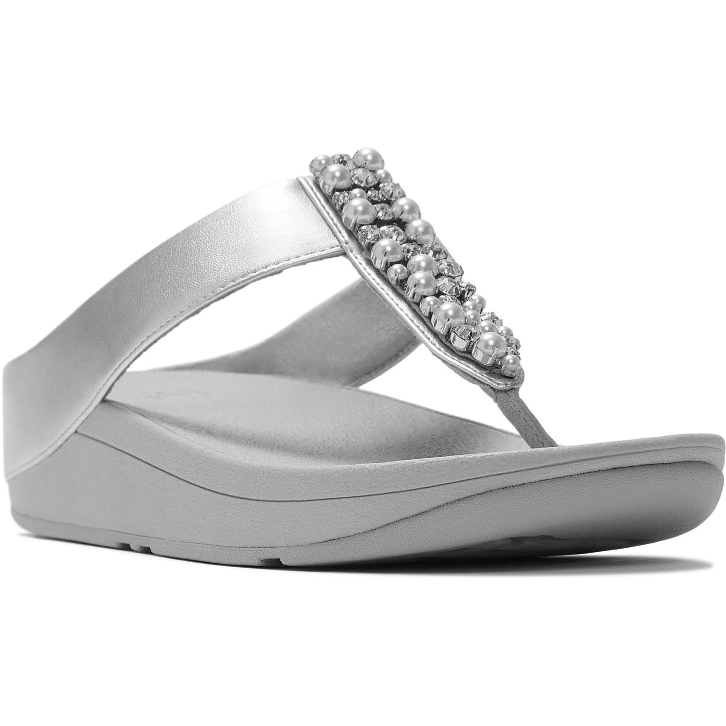 Fitflop Fino Toe-Post Polyurethane Women's Silver Sandals