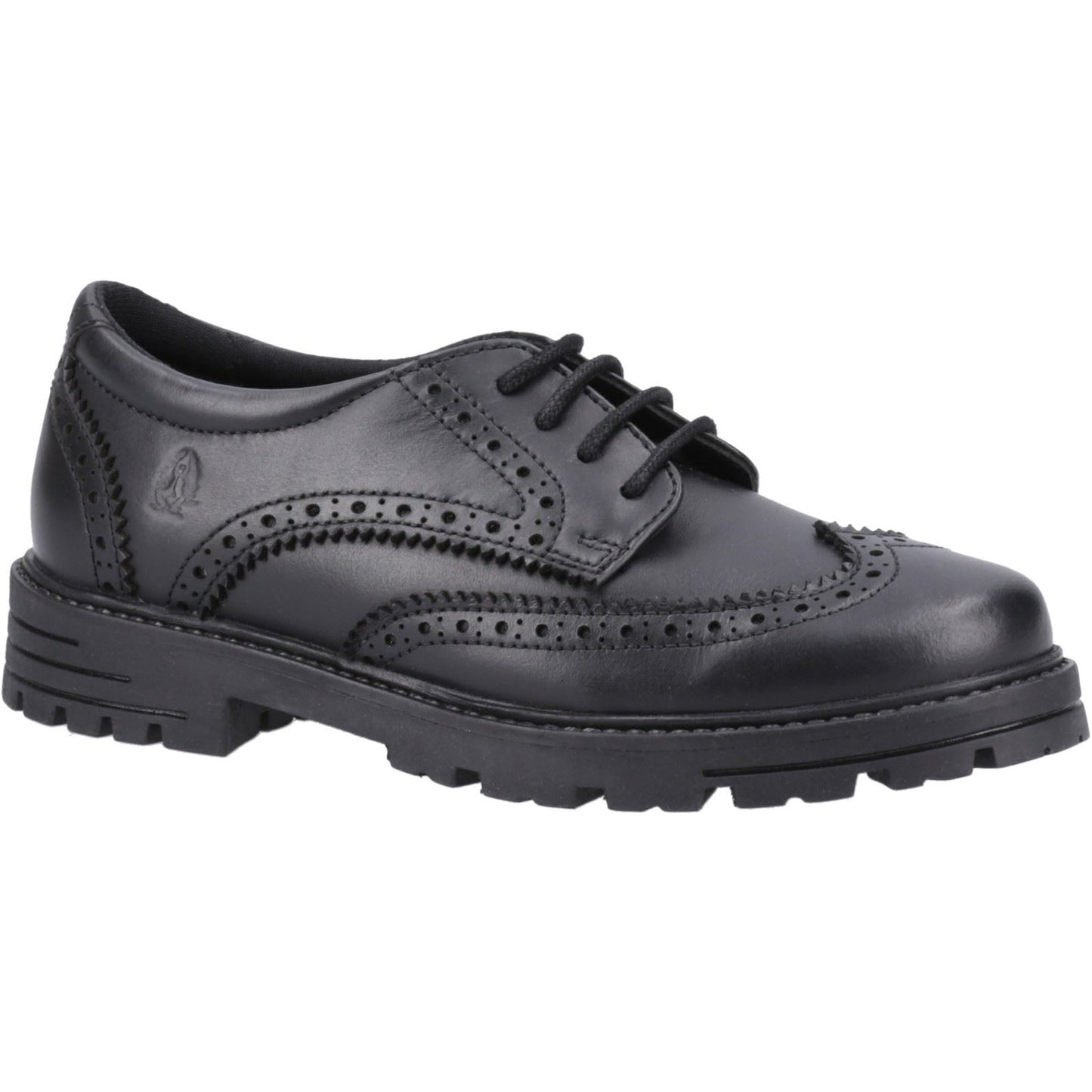 Hush Puppies Maxine Leather Youth Black Brogues