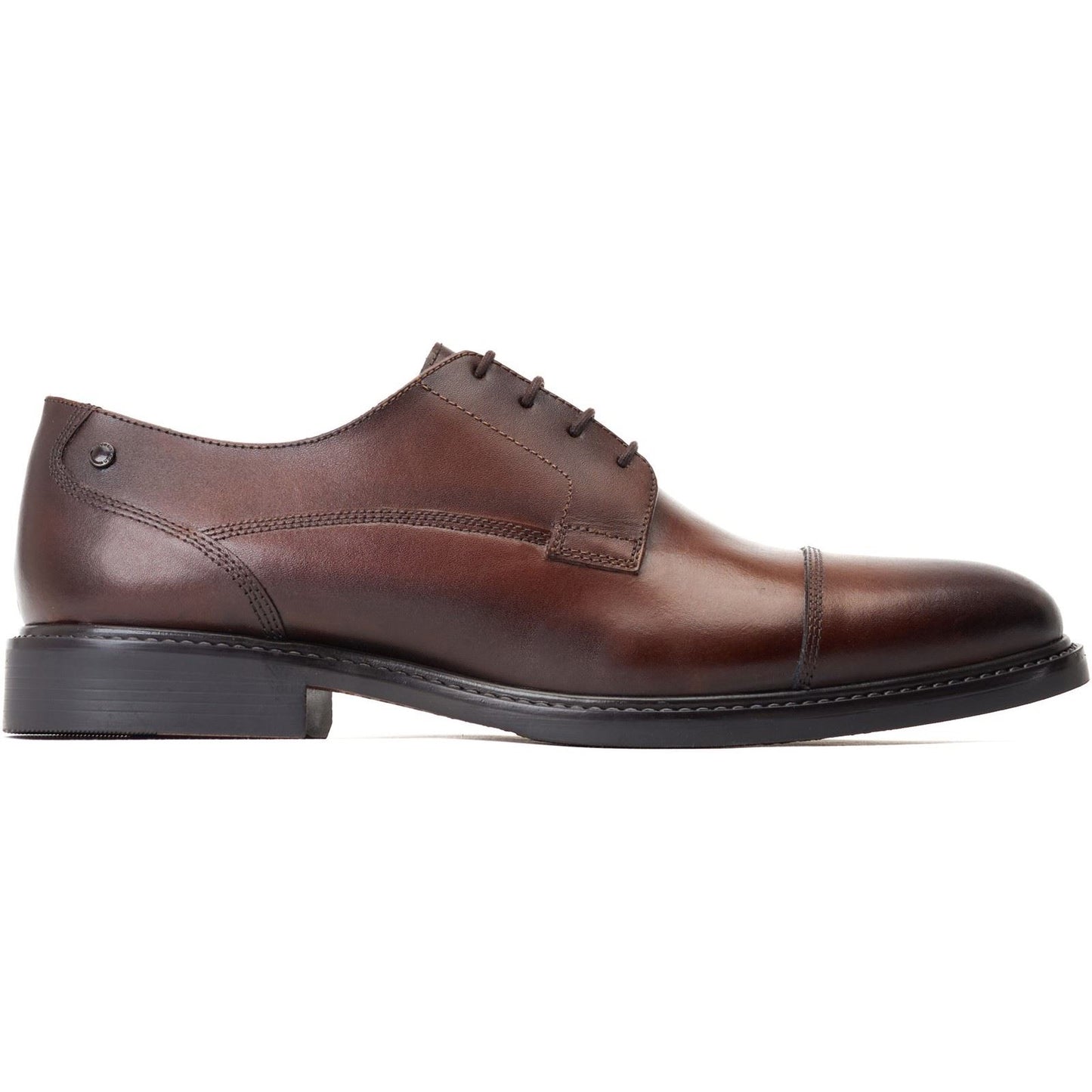 Base London Men's Magnus Toe-Cap Derby in Burnt Brown
