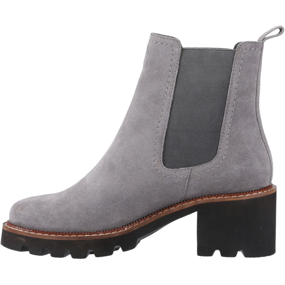 Hush Puppies Gaia Leather Women's Grey Heeled Chelsea Boots