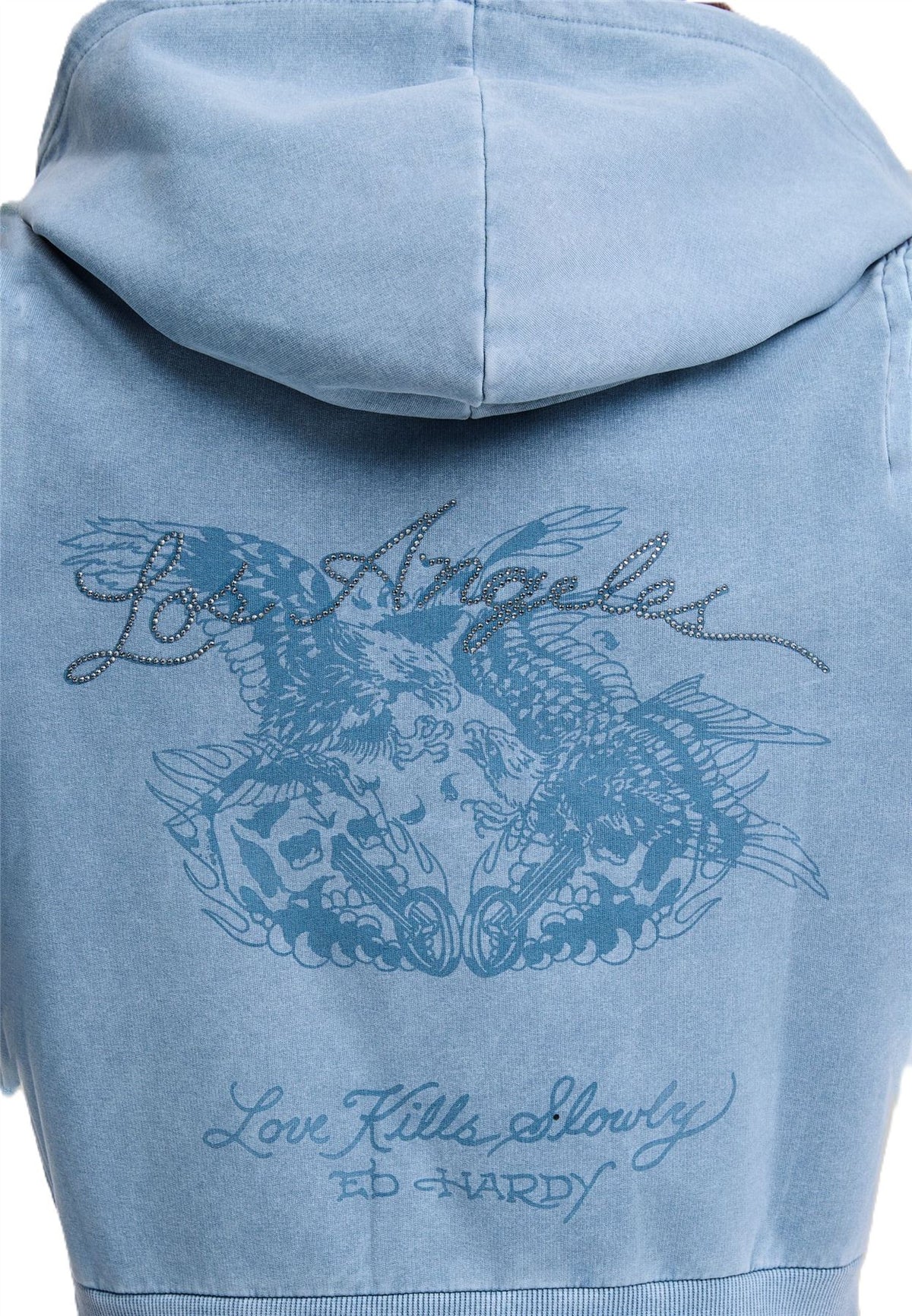 Ed Hardy Stay True Fitted Cropped Zip Women's Blue Hoodie
