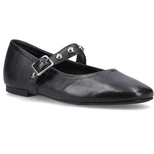 Hush Puppies Charlene Stud Ballerina Leather Women's Black Flats