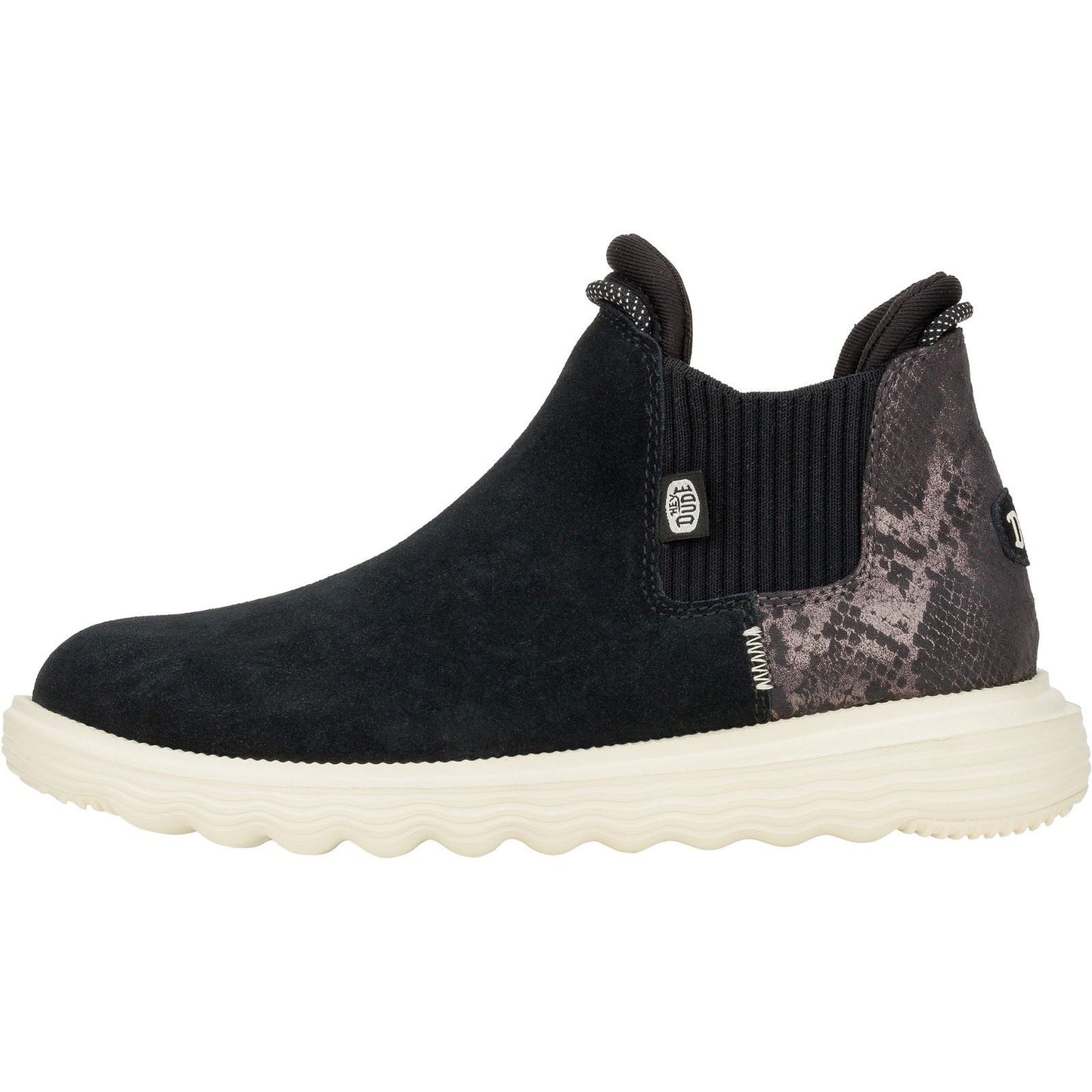 HEYDUDE Women's Branson Suede Novelty Ankle Boots in Black/Snake