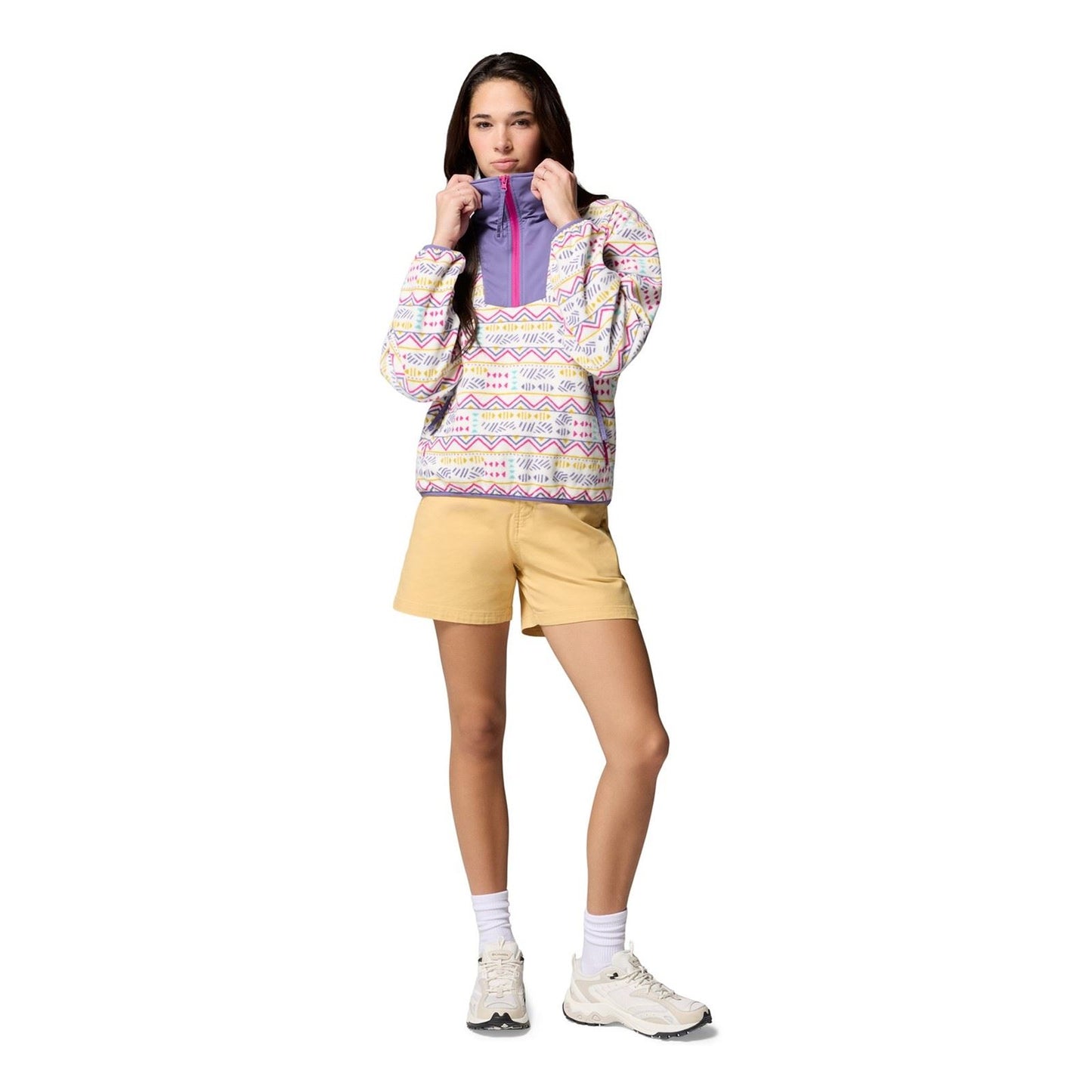Columbia Sequoia Grove Printed Half Zip Polyester Women's White Fleece Pullover
