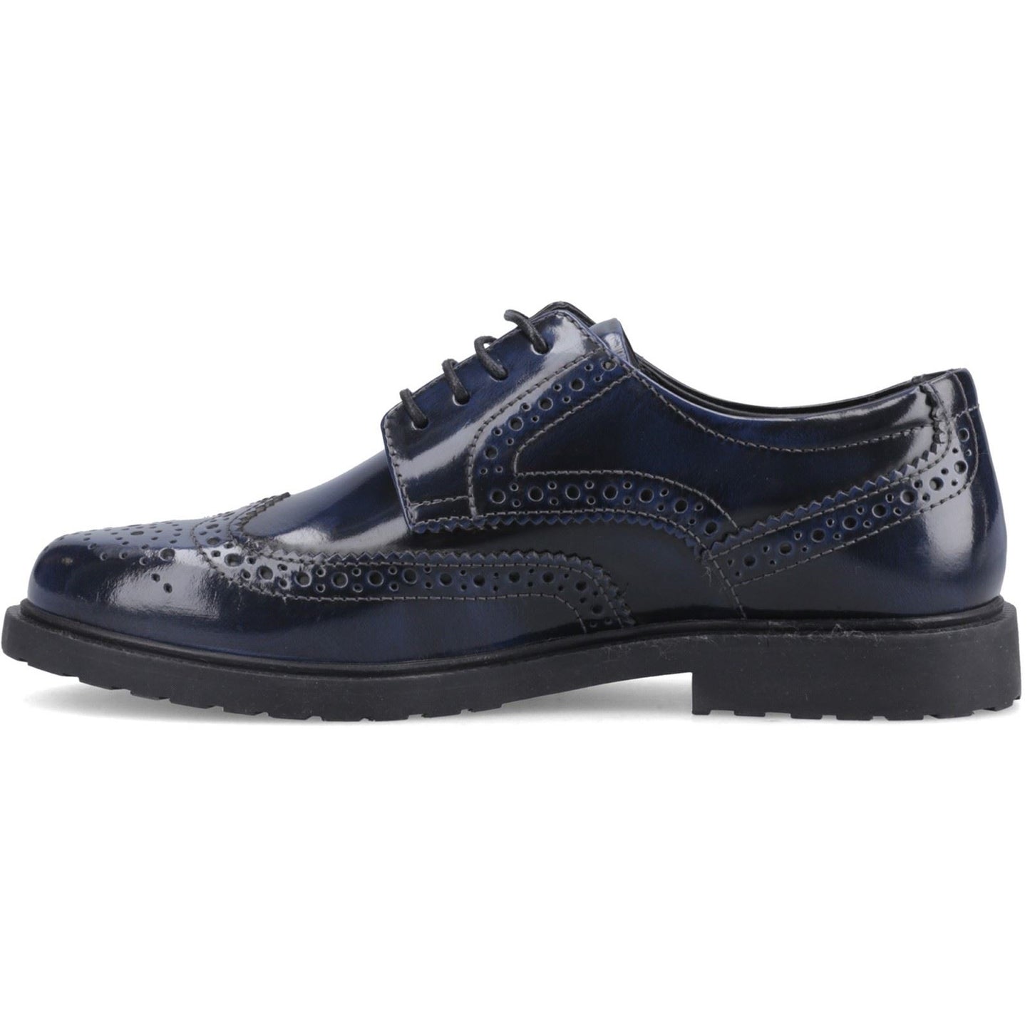 Hush Puppies Verity Hi-Shine Leather Women's Navy Brogues Shoes