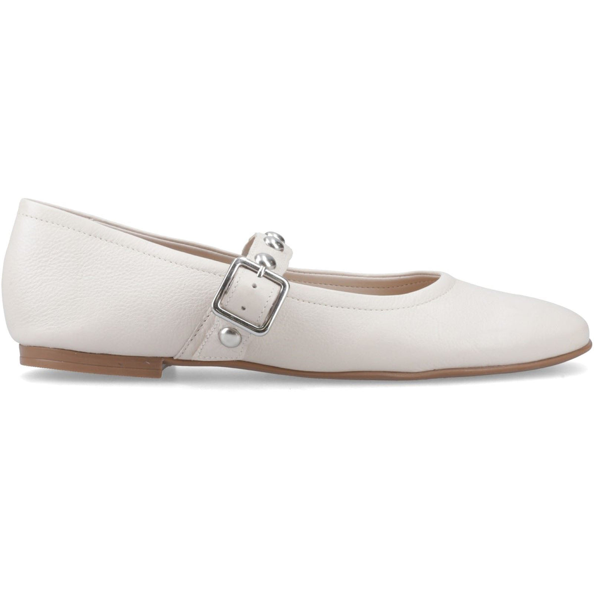Hush Puppies Charlene Stud Ballerina Leather Women's Ivory Flats