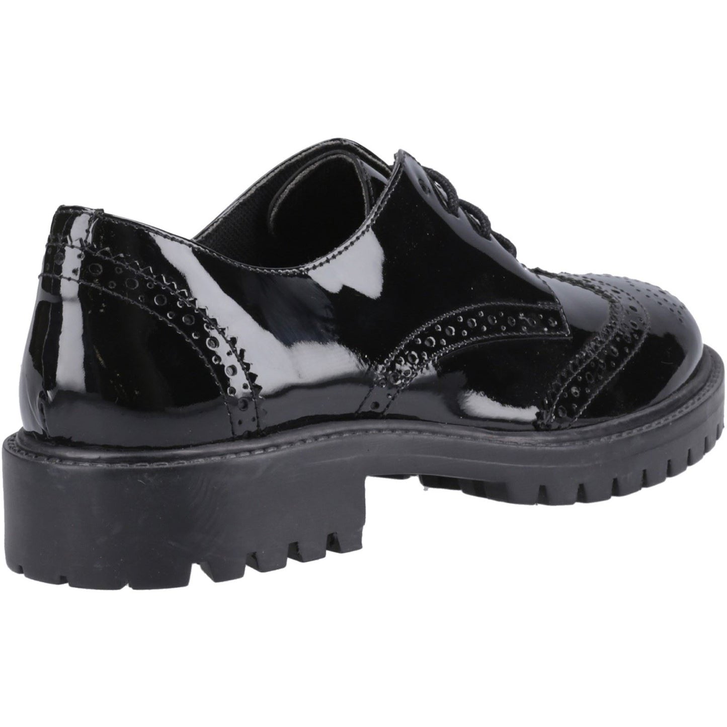 Hush Puppies Athena Patent Leather Youth Black Brogues
