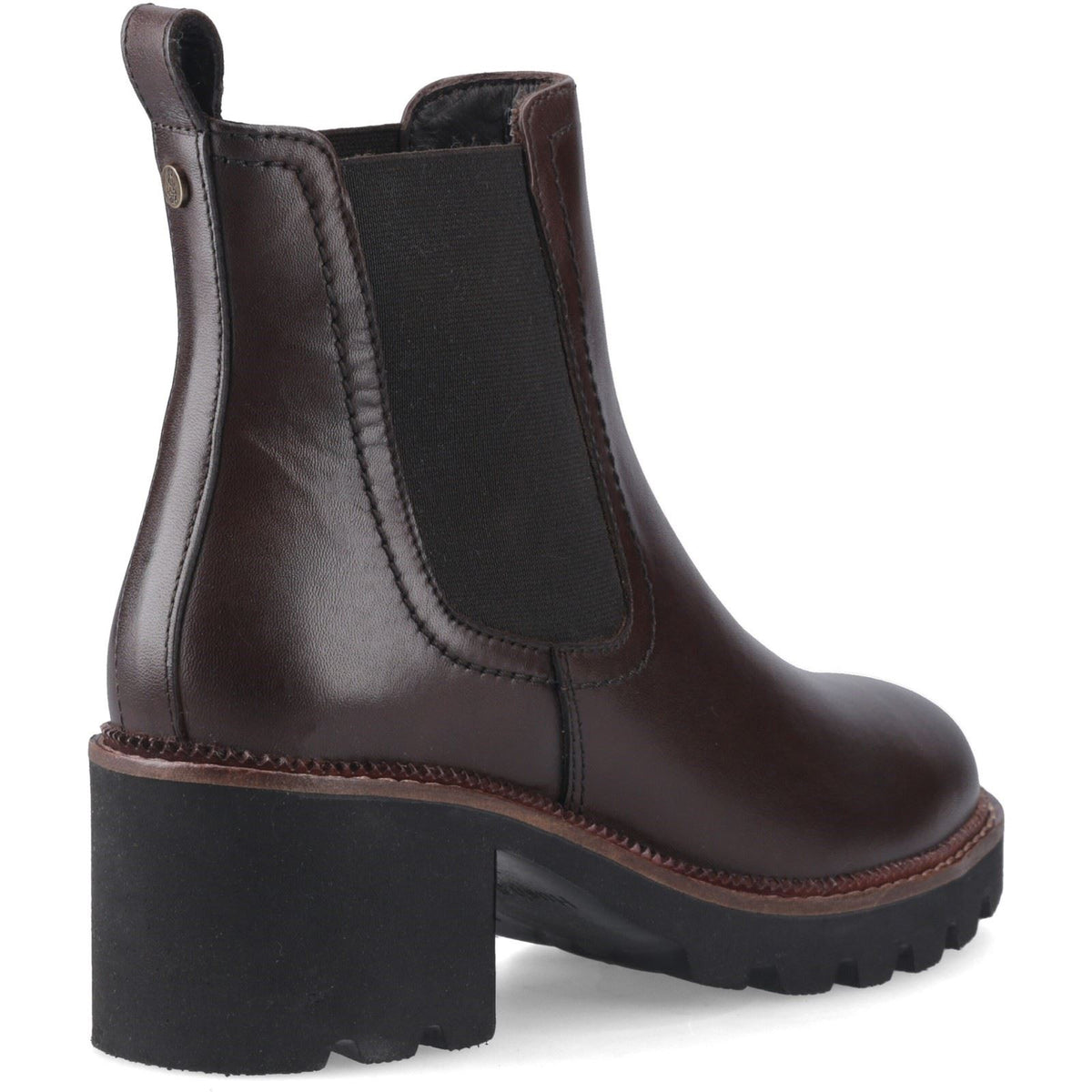 Hush Puppies Gaia Leather Women's Chocolate Heeled Chelsea Boots