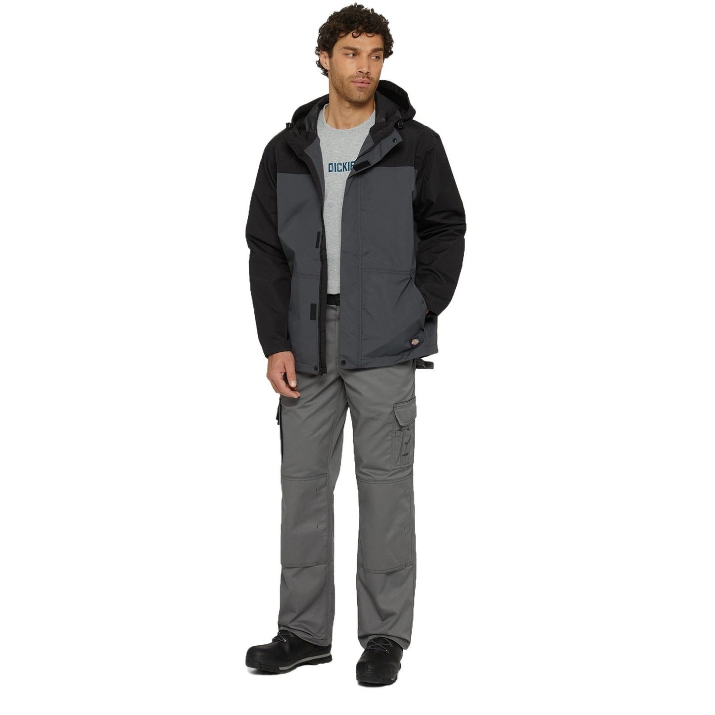 Dickies Men's Waterproof Rain Jacket in Charcoal