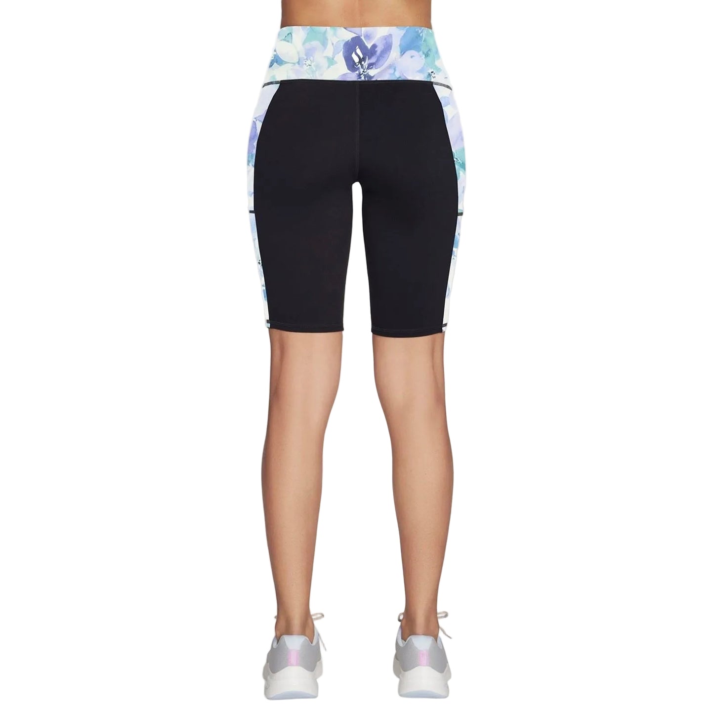 Skechers Performance GoWalk Seascape Floral 10" Bike Short Nylon Women's Purple Activewear Shorts