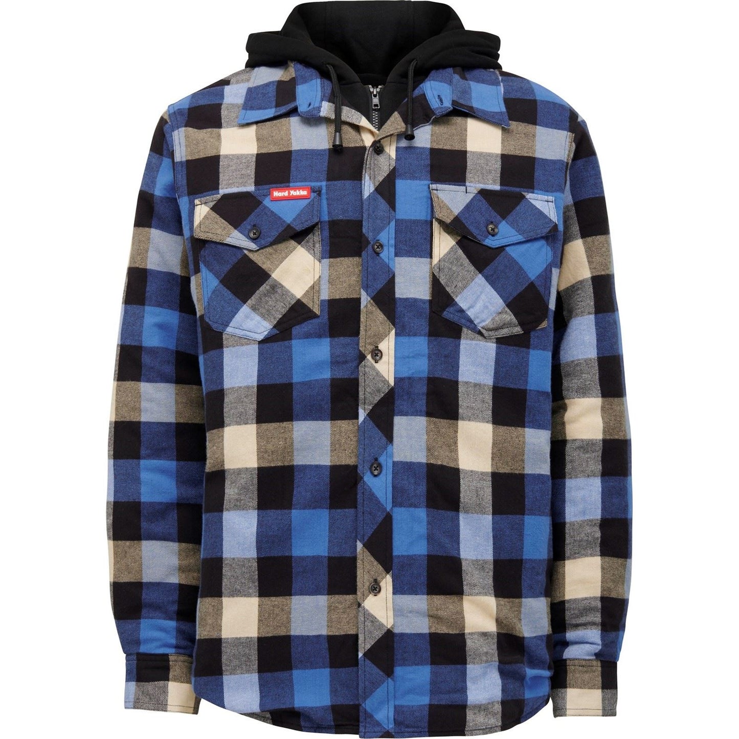 Hard Yakka Men's Quilted Flannel Shacket in Blue