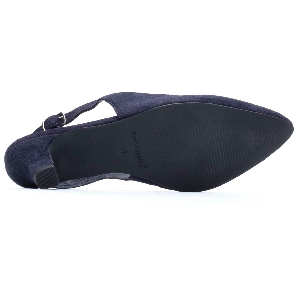 Hush Puppies Nahla Buckle Kitten Heel Leather Women's Navy Round Slingback Shoes