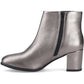 Hush Puppies Claridy Leather Women's Pewter Heeled Ankle Boots