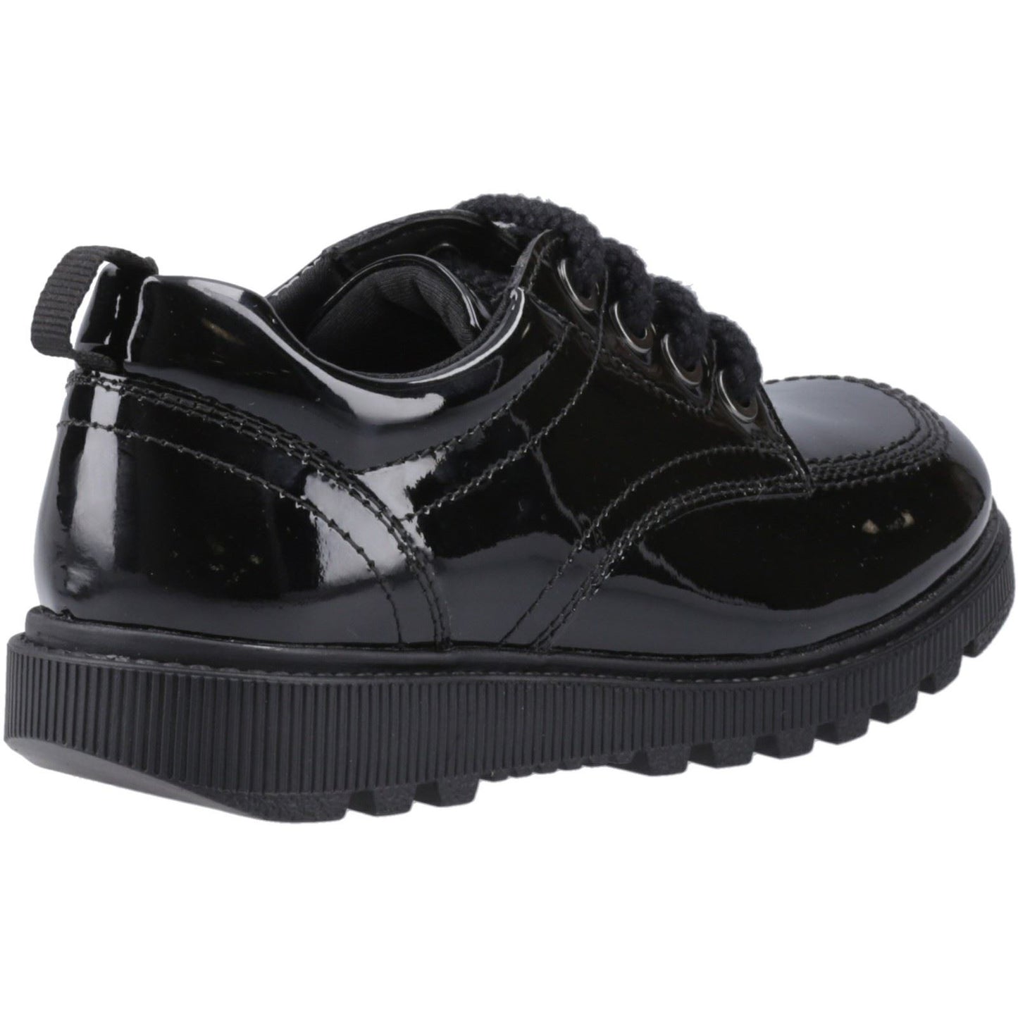 Hush Puppies Keeley Patent Leather Youth Black Lace-Up Shoes