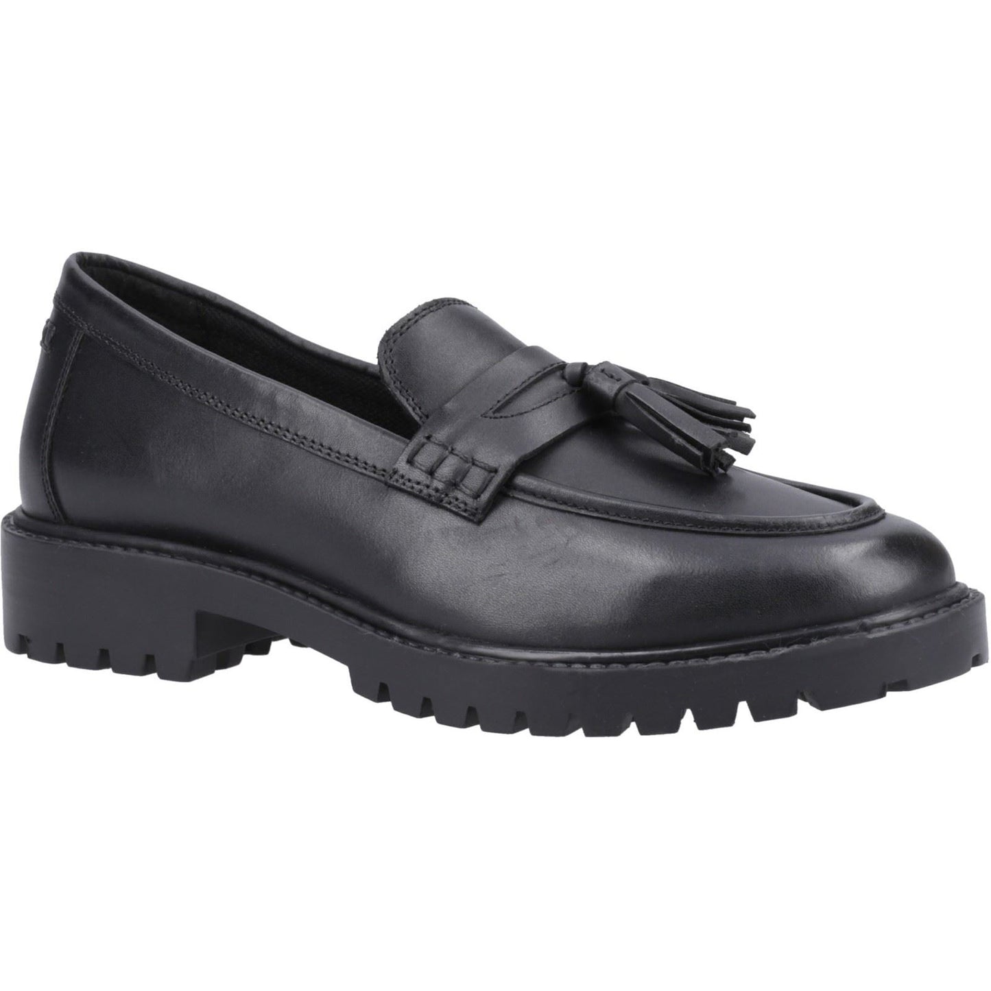 Hush Puppies Abigail Leather Youth Black Loafers