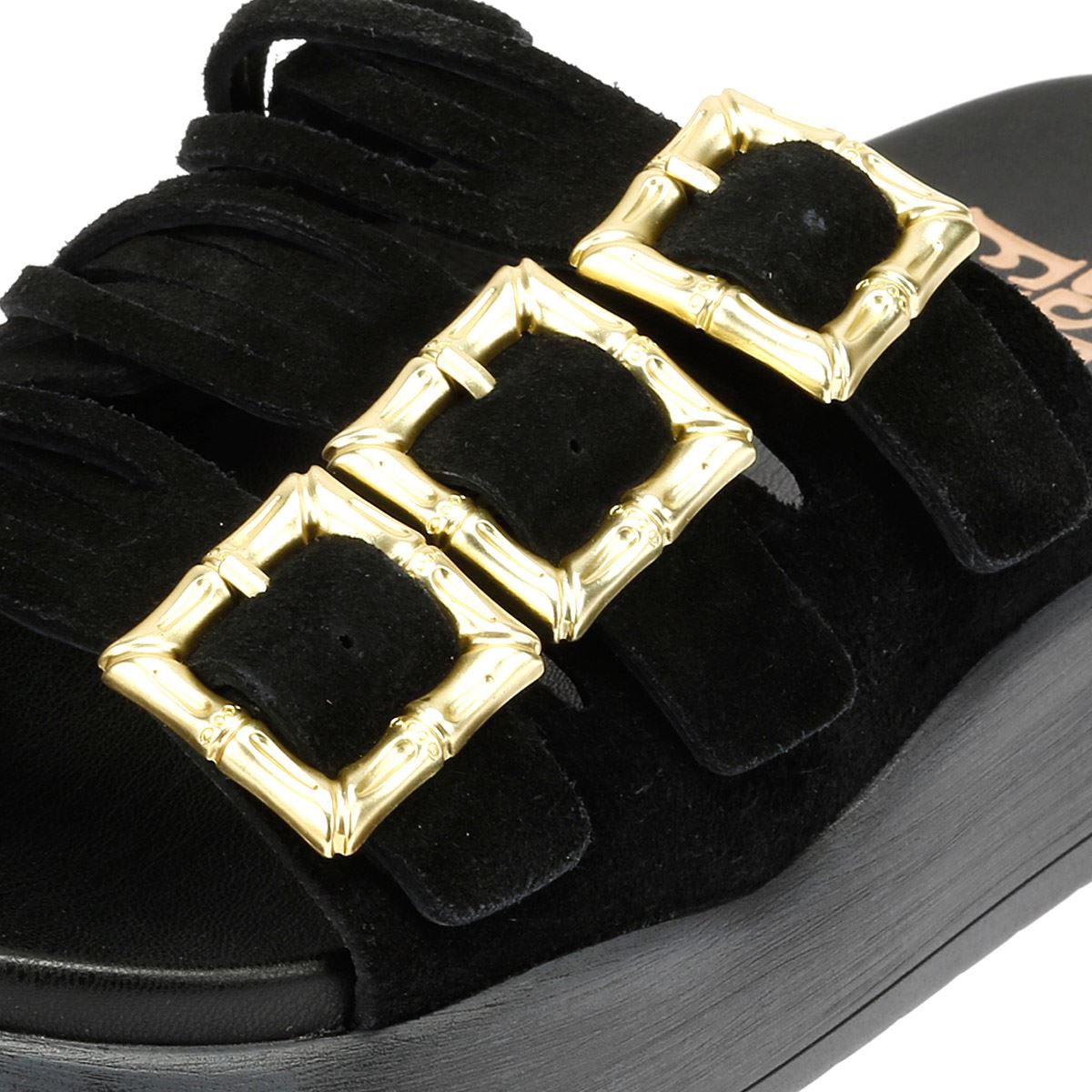 Desert Fleur Gypsum Tennesee Suede Women's Black Sandals