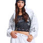 Ed Hardy Diamante Venom Enzyme Wash Relaxed Zip Thru Women's White Hoodie