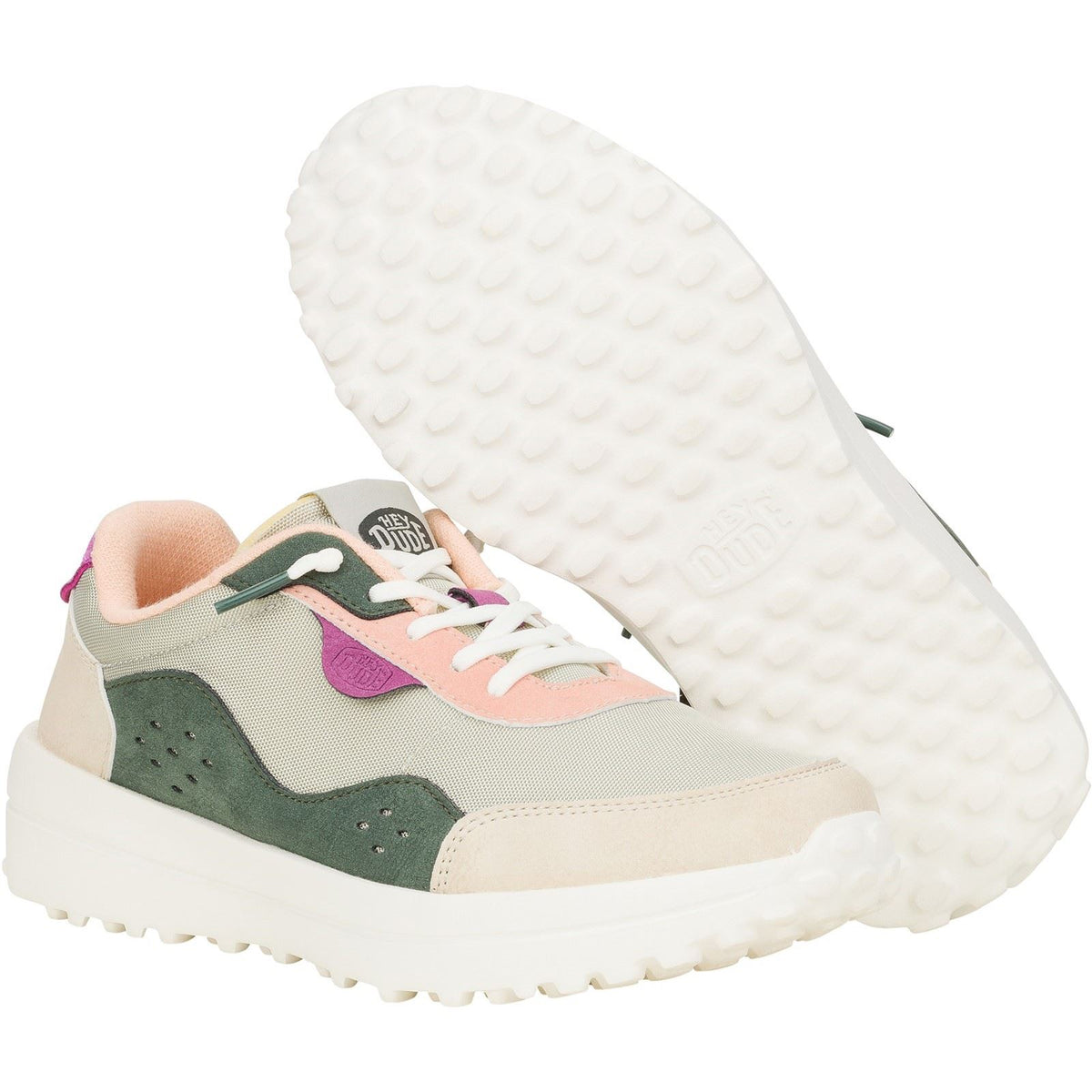 HEYDUDE Women's Hayden Colorblock Trainers in Dusty Olive/Multi