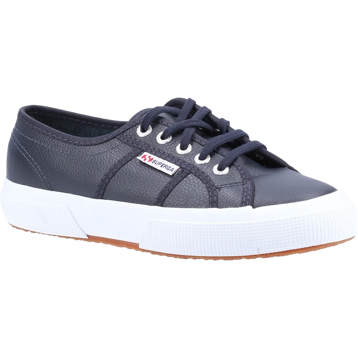 Superga Men's 2750 Tumbled Leather Shoe in Blue Navy