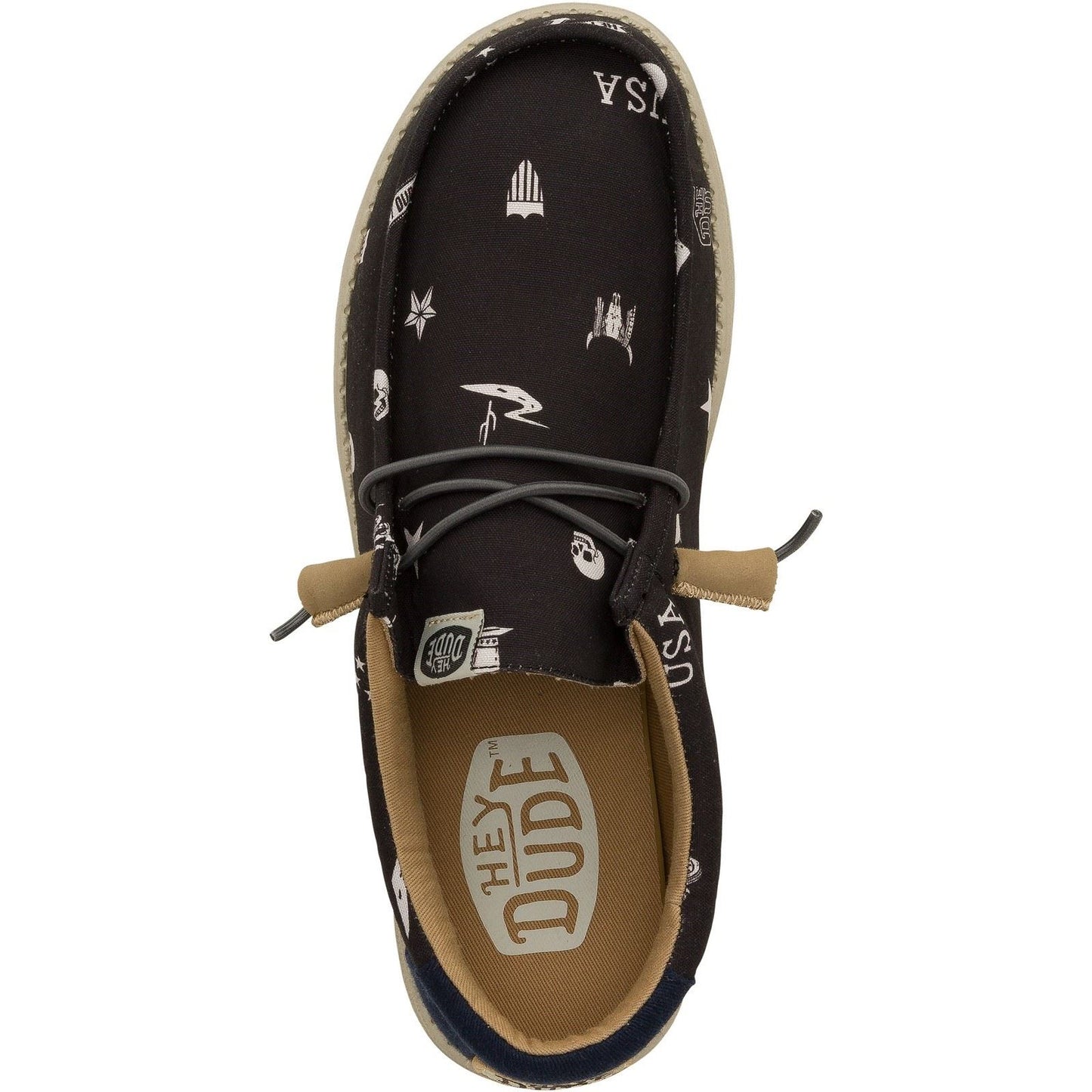 HEYDUDE Men's Wally Stars n Skulls Shoe in Black