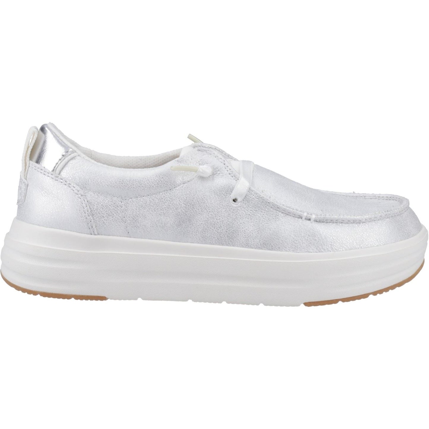 HEYDUDE Wendy Nova Shimmer Polyester Women's Snow White Moccasins Shoes