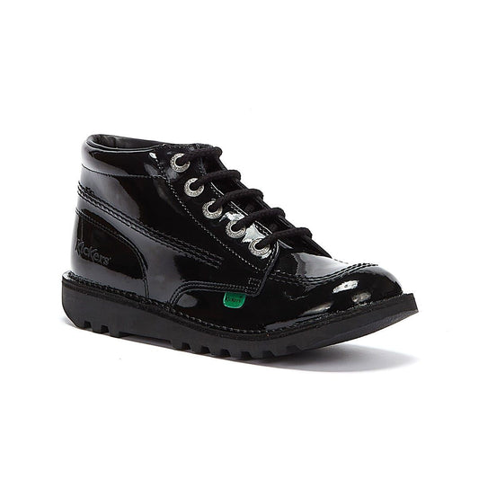 Kickers Youth Kick Hi Black Patent