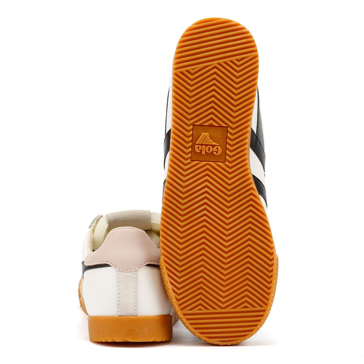Gola - CLB745WB WOMENS ELAN LEATHER WHITE/BLACK/CHALK PINK